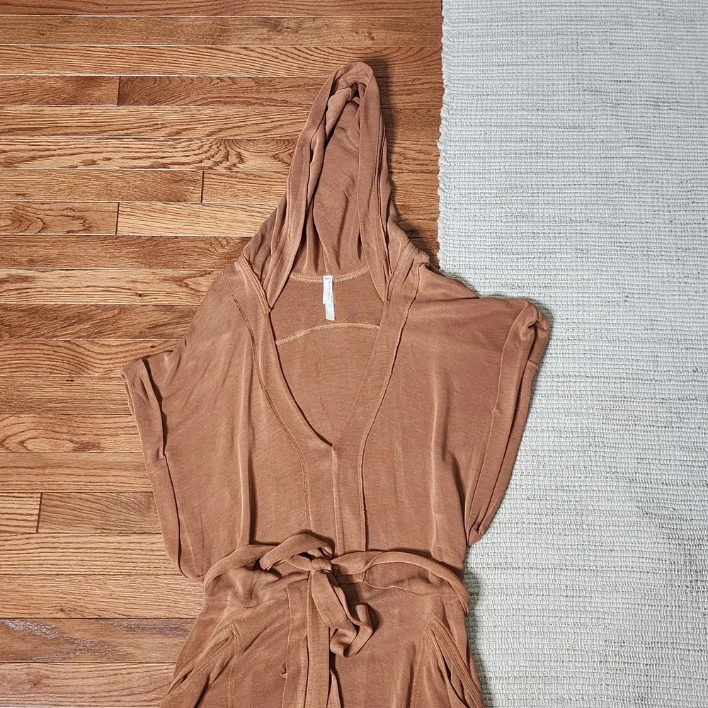 Free People Movement Time Test Hooded Modal Jumpsuit‎ Short Sleeve Belt Lounge S